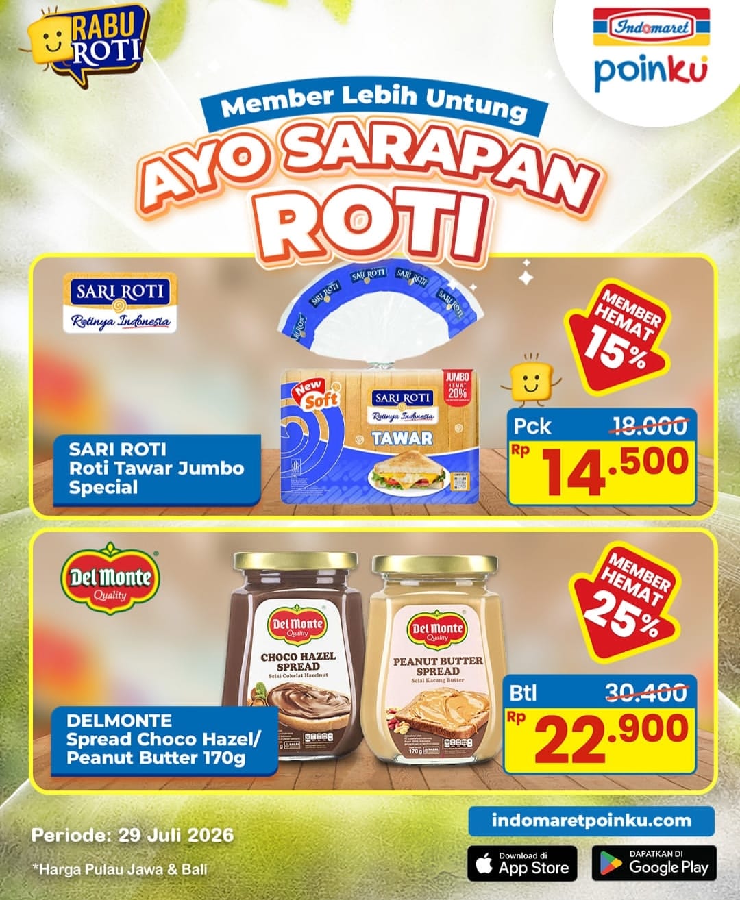 Ayo Sarapan Roti di Indomaret, Diskon Hingga 25 Persen