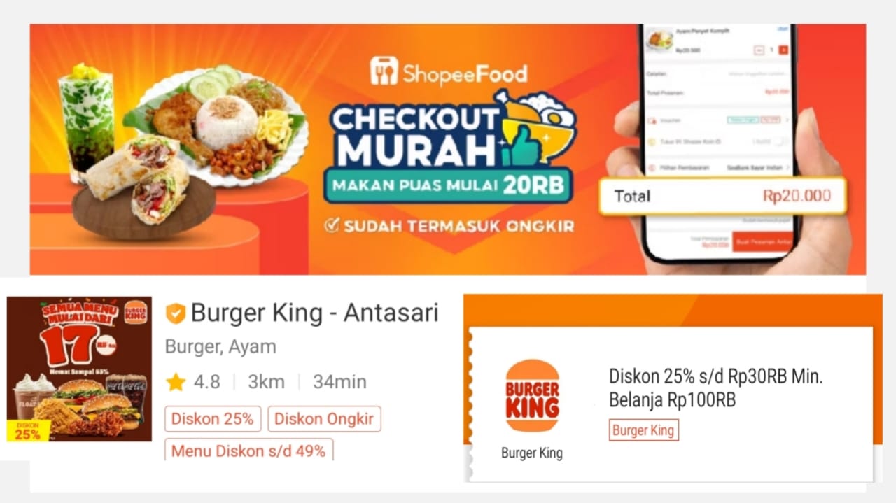 Klaim Sekarang! Dapatkan Diskon Hingga 25 Persen Untuk Order Burger King di ShopeeFood