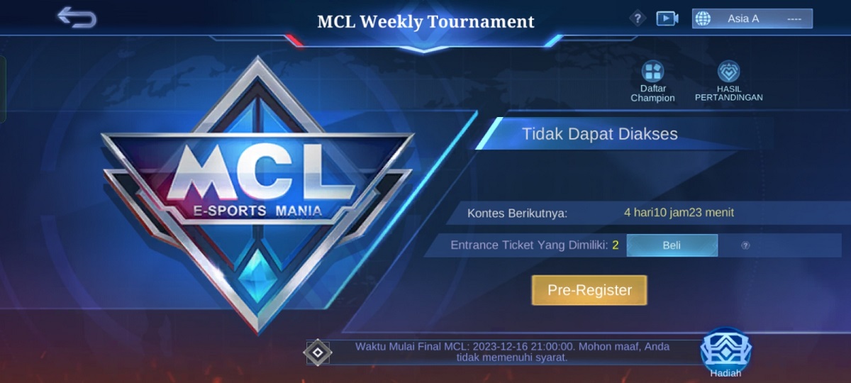 Cara Dapatkan Tiket MCL Mobile Legends Gratis tanpa Gunakan Diamond