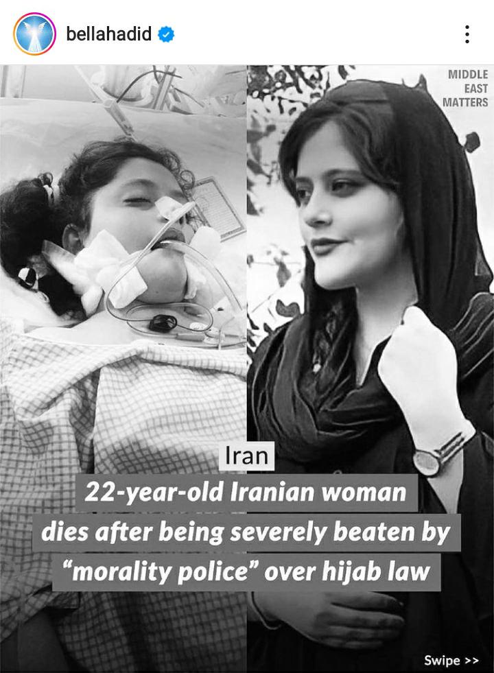 Bella Hadid Protes Atas Kematian Mahsa Amini karena Peraturan Hijab di Iran