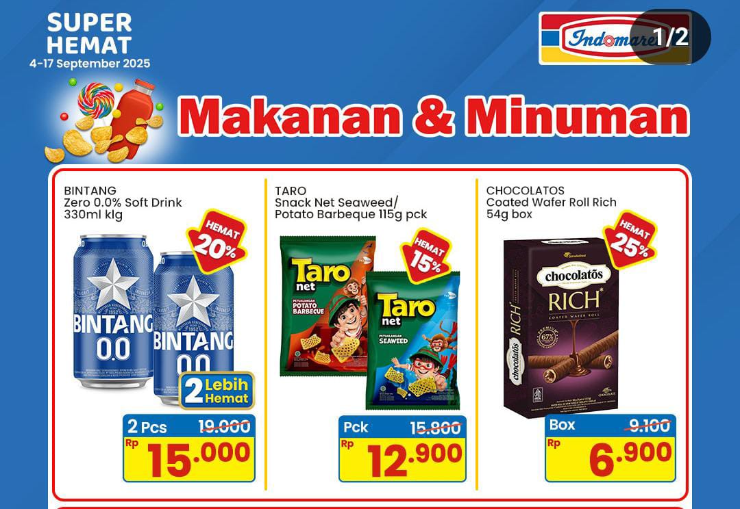Promo Indomaret Super Hemat Jumat 5 September 2025, Diskon Makanan Hingga Soft Drink Hari Ini