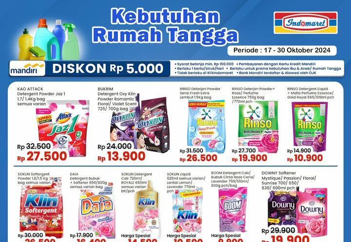 Promo Indomaret Jumat 25 Oktober 2024, Dapatkan Diskon Spesial Detergent Bubuk Rp 16 Ribu