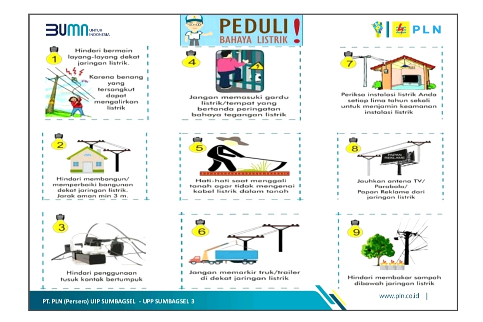PT PLN UPP Sumbangsel 3 Edukasi K3 tentang Bahaya listrik di Rumah dan Sekitar Instalasi Ketenagalistrikan