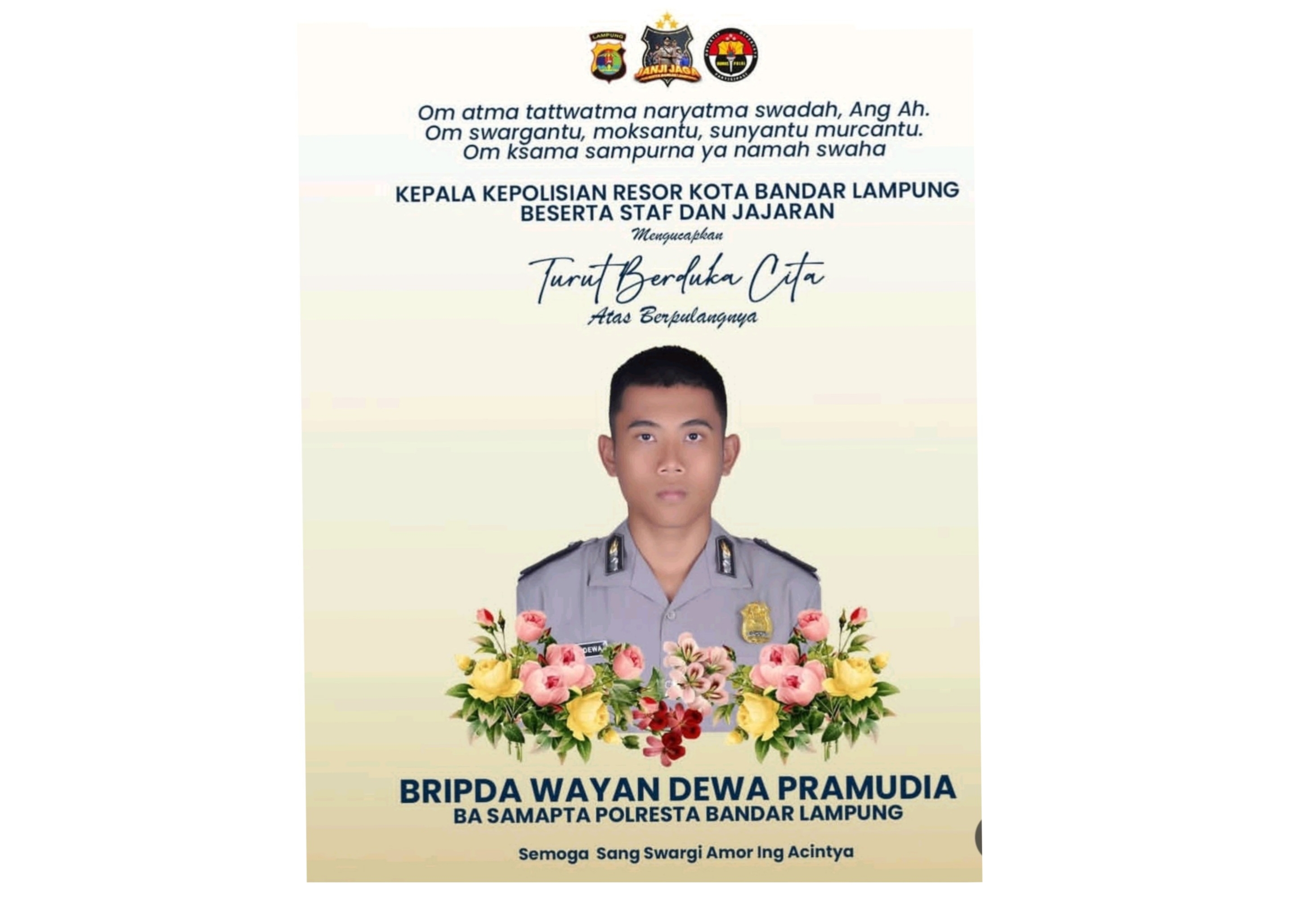 Polresta Bandar Lampung Kembali Berduka: Bripda Wayan Gugur Setelah Enam Hari Kritis di ICU