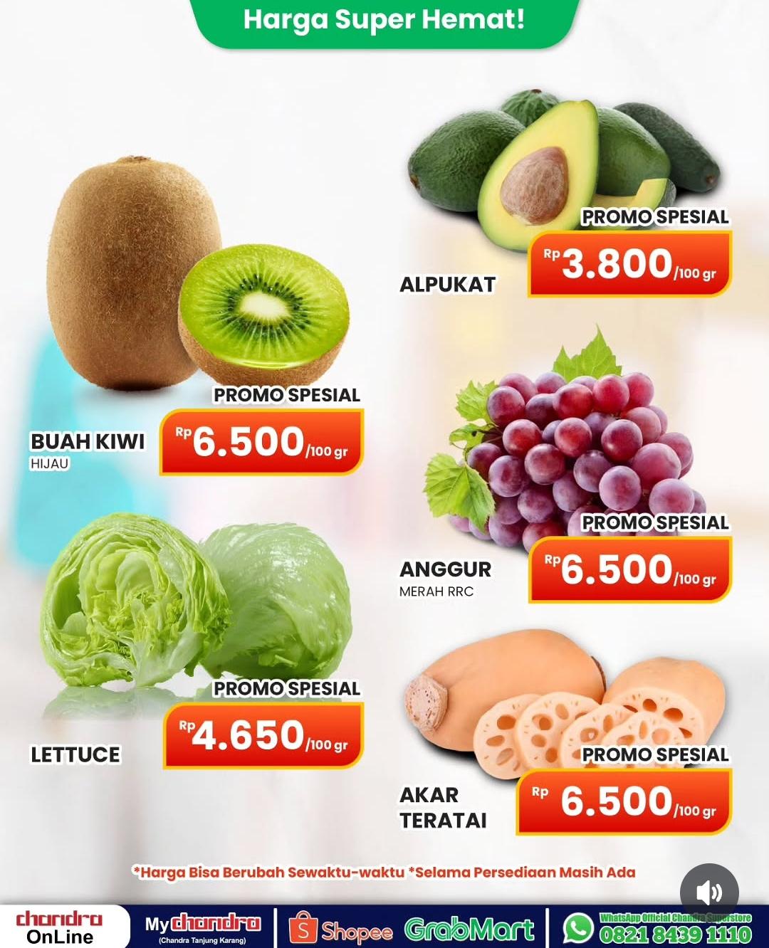Cek Daftar Harga Promo Buah dan Sayur di Chandra Superstore Hari Ini