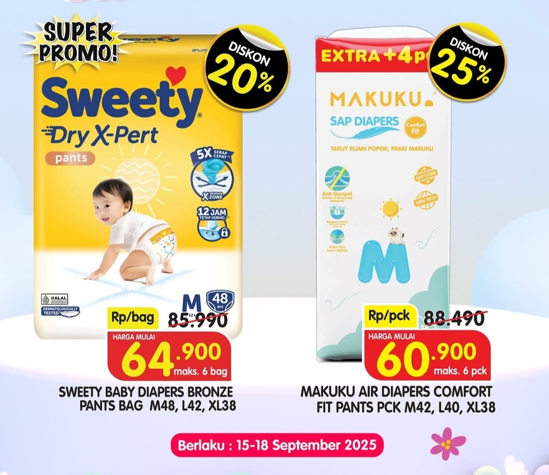 Update Promo Popok Bayi di Superindo 15-18 September 2025, Ada Super Promo Sweety  Baby Diapers 