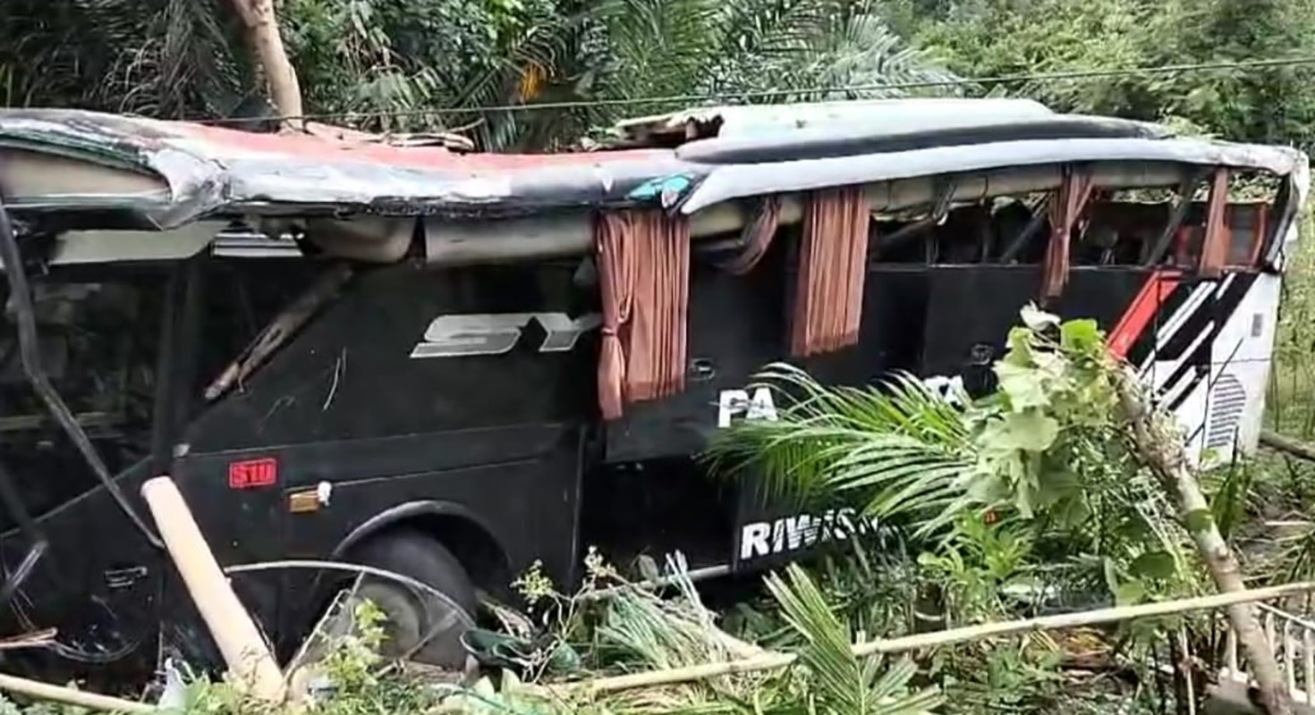 Identifikasi Kecelakaan Tunggal Bus Rombongan Study Tour di Jalinbar Tanggamus Lampung, Hasilnya...