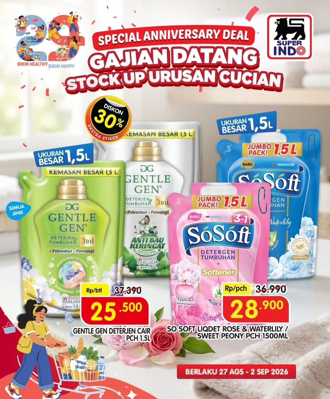 Promo Special Anniversary Deal Superindo: Deterjen Cair Ukuran Jumbo 1,5 Liter Diskon Hingga 30 Persen