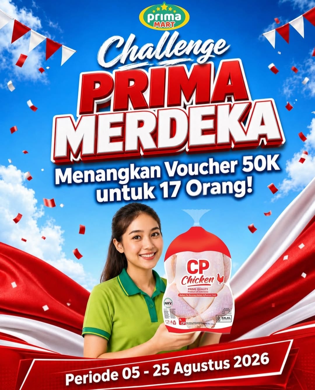 Sambut Kemerdekaan RI, Challenge Prima Mart Merdeka Hadiah Voucher Belanja untuk 17 Pemenang