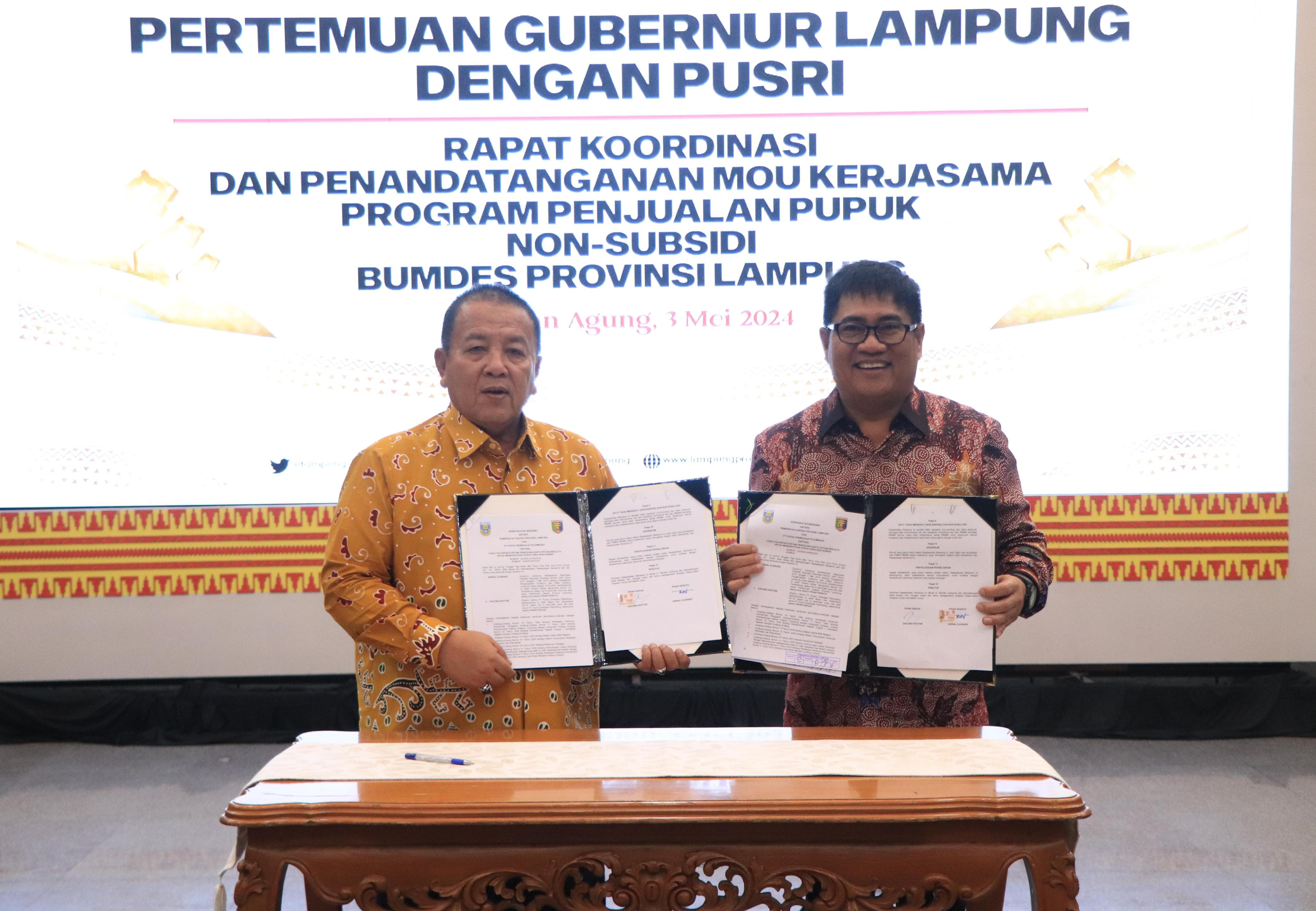 Jamin Kepastian Harga dan Kualitas Pupuk Non Subsidi, Pemprov Lampung Kerjasama Dengan PT Pusri