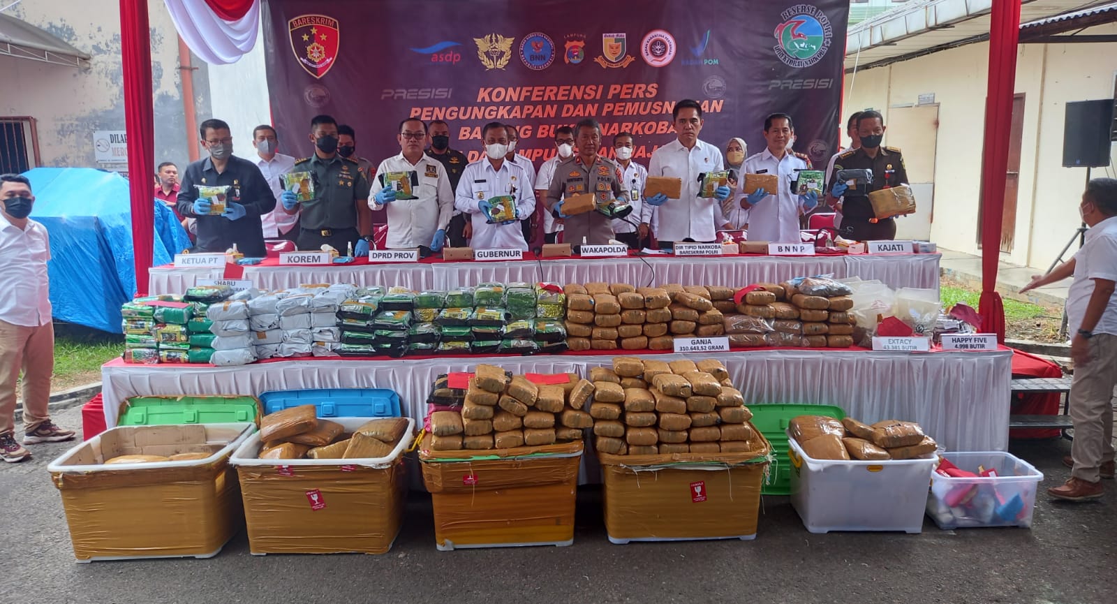 Musnahkan Barang Bukti Narkoba Ratusan Kilogram dan Ribuan Pil Terlarang, Begini Atensi Polda Lampung