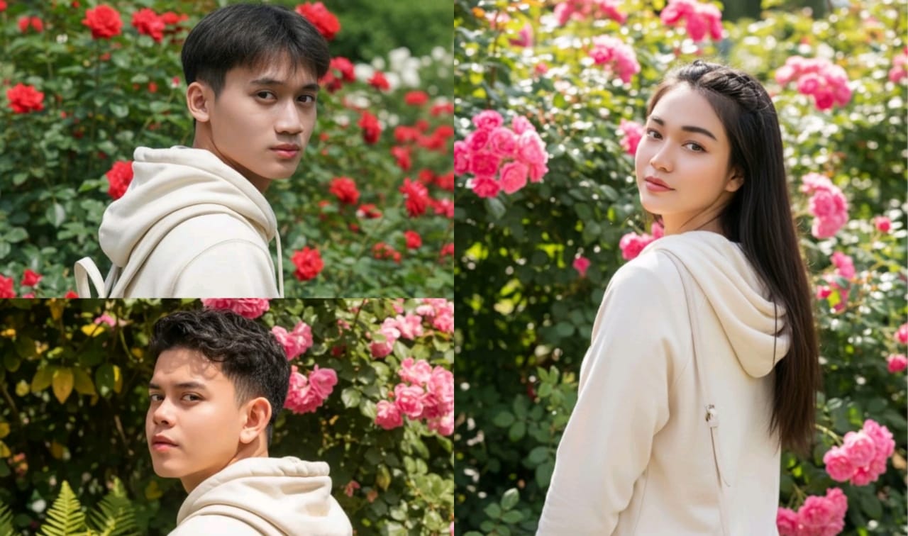 Edit Foto di Taman Bunga Mawar yang Bermekaran dengan Prompt Gemini AI
