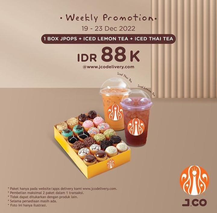 Weekly Promotion JCO Indonesia Hingga 23 Desember 2022, Cuma Rp 88 Ribu Dapat 1 Box Jpops Plus Iced Lemon Tea