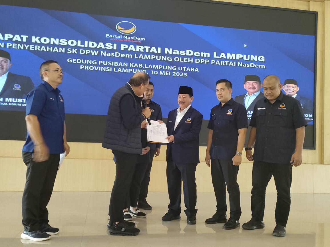  Herman HN Resmi Kantongi SK Sebagai Ketua DPW Partai NasDem Lampung 2024-2029