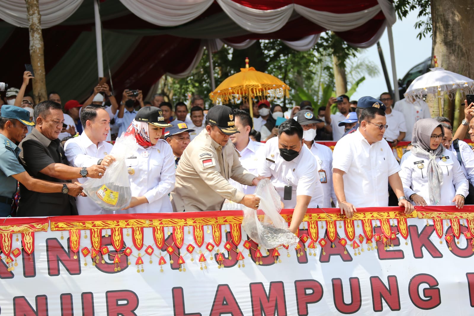 Gubernur Lampung Tebar 1 Juta Benih Ikan di Tulang Bawang