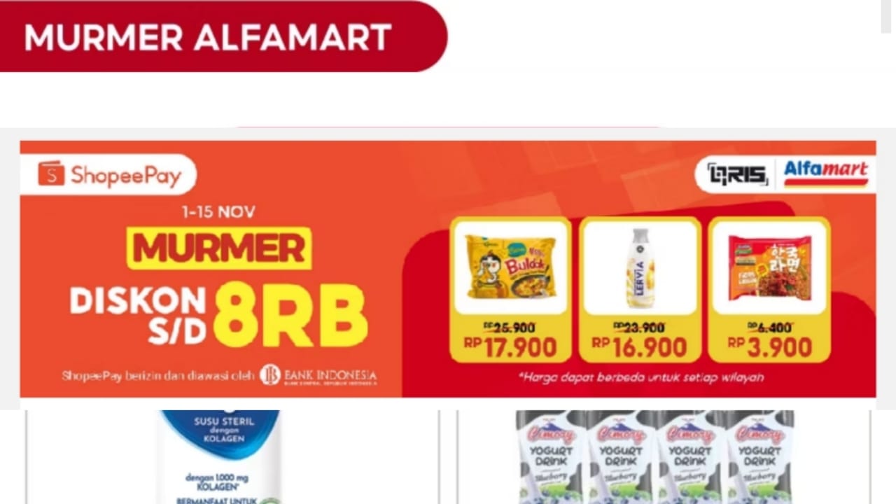 Murah Meriah, Belanja di Alfamart Dengan ShopeePay Dapatkan Diskon Hingga Rp8 Ribu, Cek Syarat dan Ketentuan