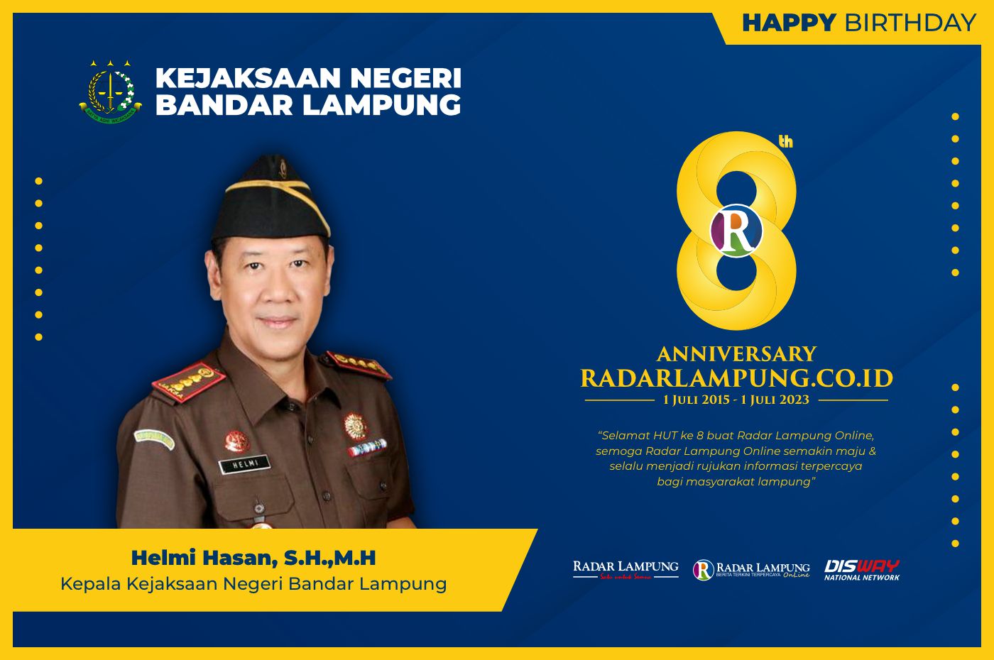 Kejaksaan Negeri Bandar Lampung: Selamat Hari Jadi ke-8 Radar Lampung Online