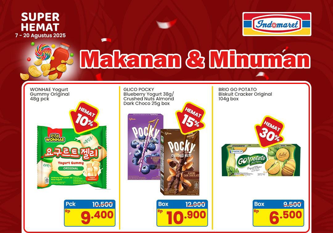 Promo Indomaret Sambut HUT Kemerdekaan RI, Dapatkan Diskon Makanan Minuman Paling Hemat Sejagat