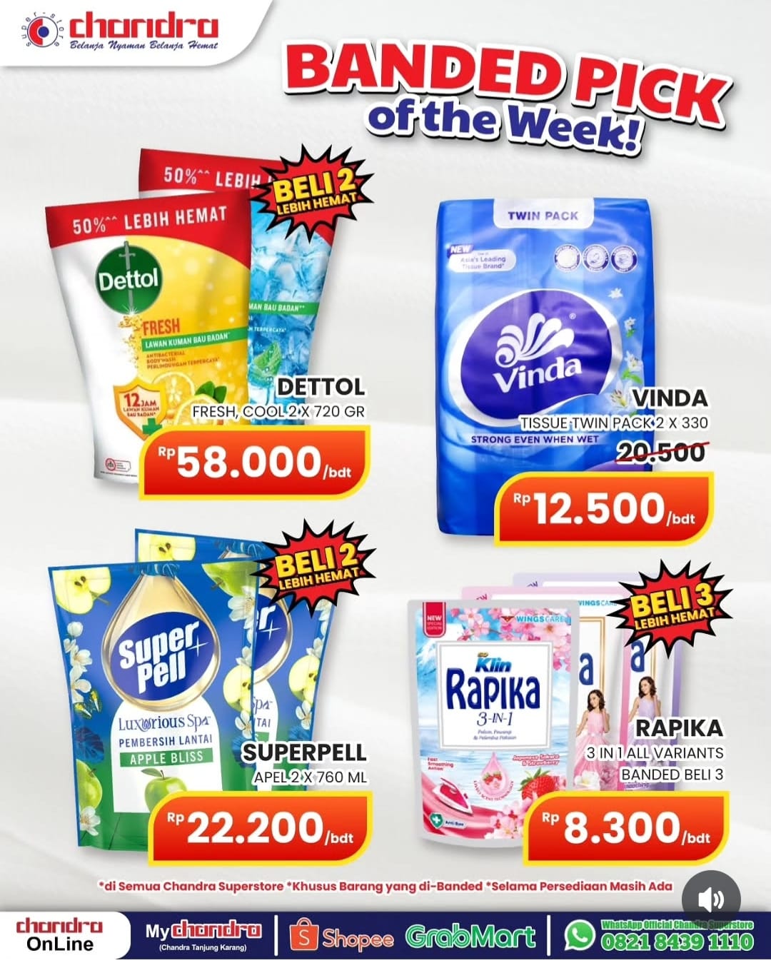 Stok Terbatas, Promo Banded Pick of The Week Chandra Superstore Obral Paket Hemat, Cek Daftarnya 