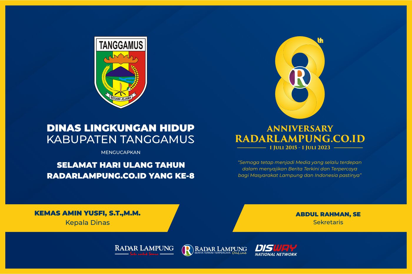 Dinas Lingkungan Hidup Kabupaten Tanggamus: Selamat Milad Radar Lampung Online ke-8