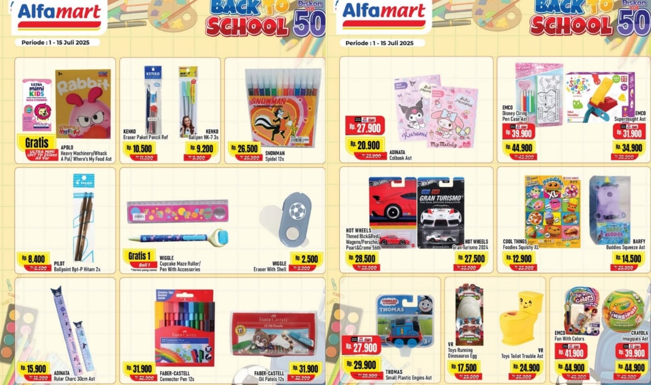 Diskon Belanja Murah Hingga 50 Persen di Alfamart, Siapkan Kebutuhan Sekolah dari Sekarang!