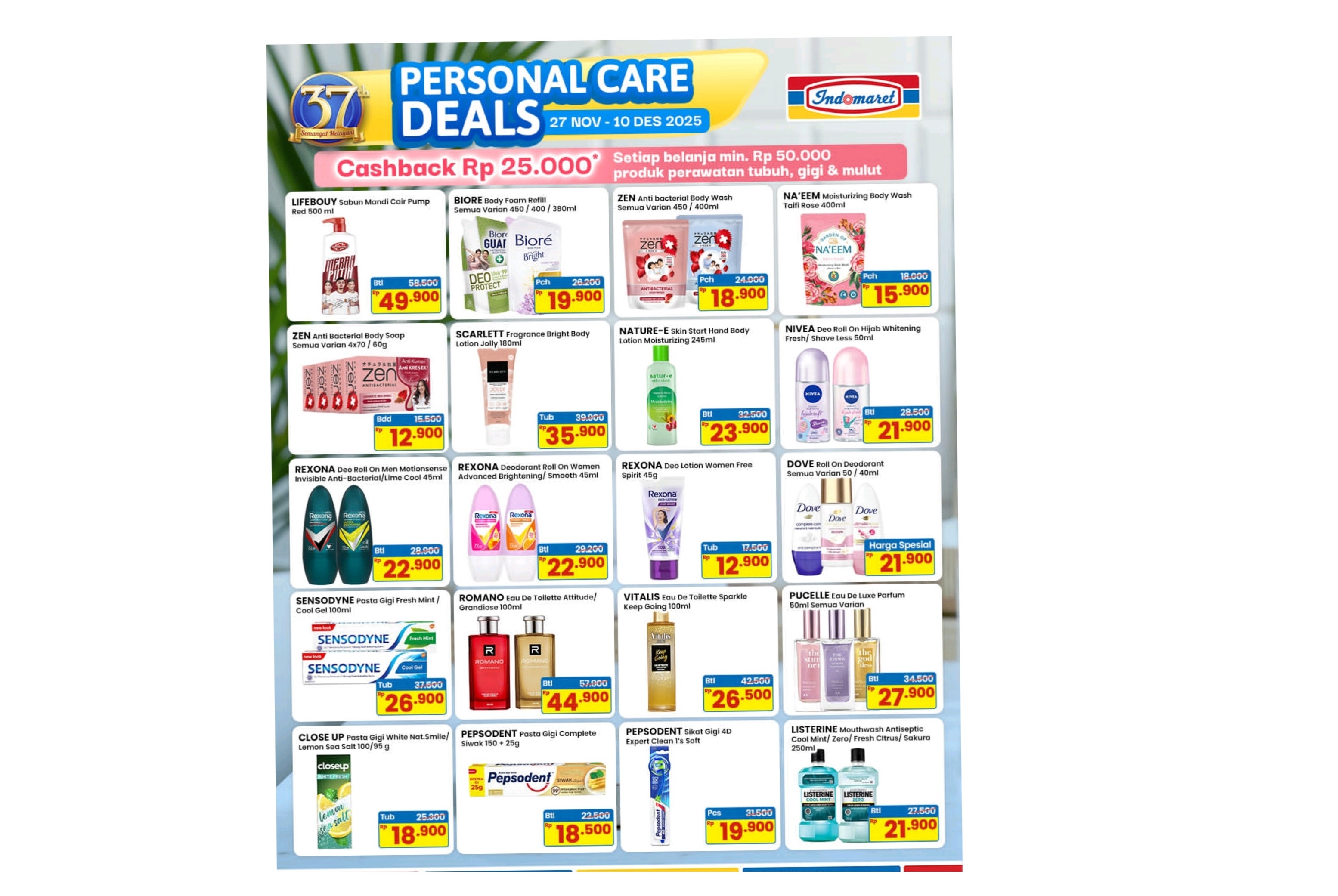 Update Personal Care Deals Indomaret 27 November - 10 Desember 2025, Cash Back Rp 25 ribu!