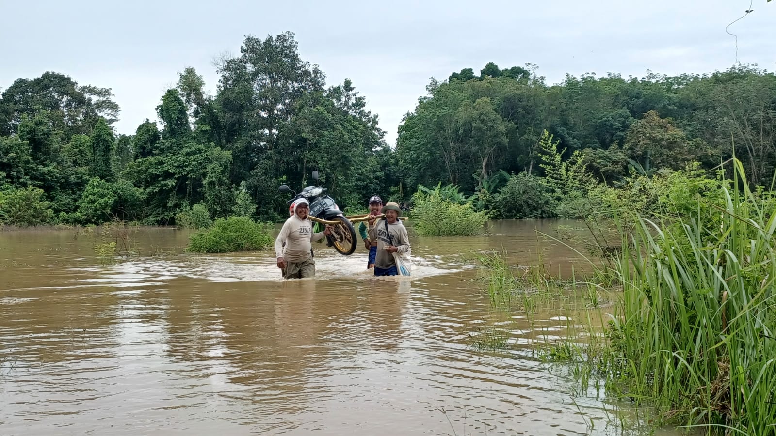 Terendam Banjir, Ruas Jalan Desa di Lampung Timur Terputus