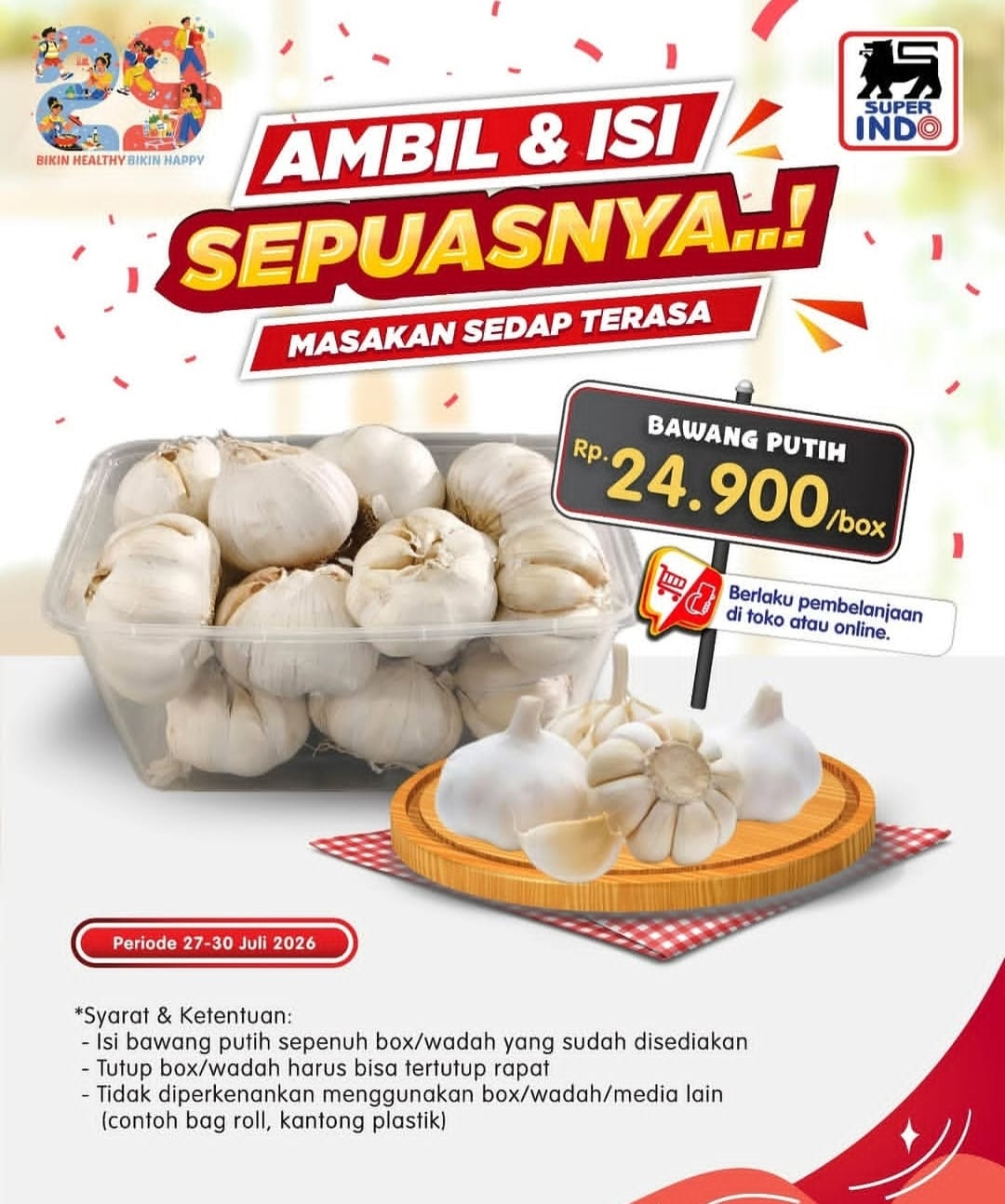 Hari Terakhir, Promo Super Indo Ambil Bawang Putih Sepuasnya Cuma Rp24.900 Per Box