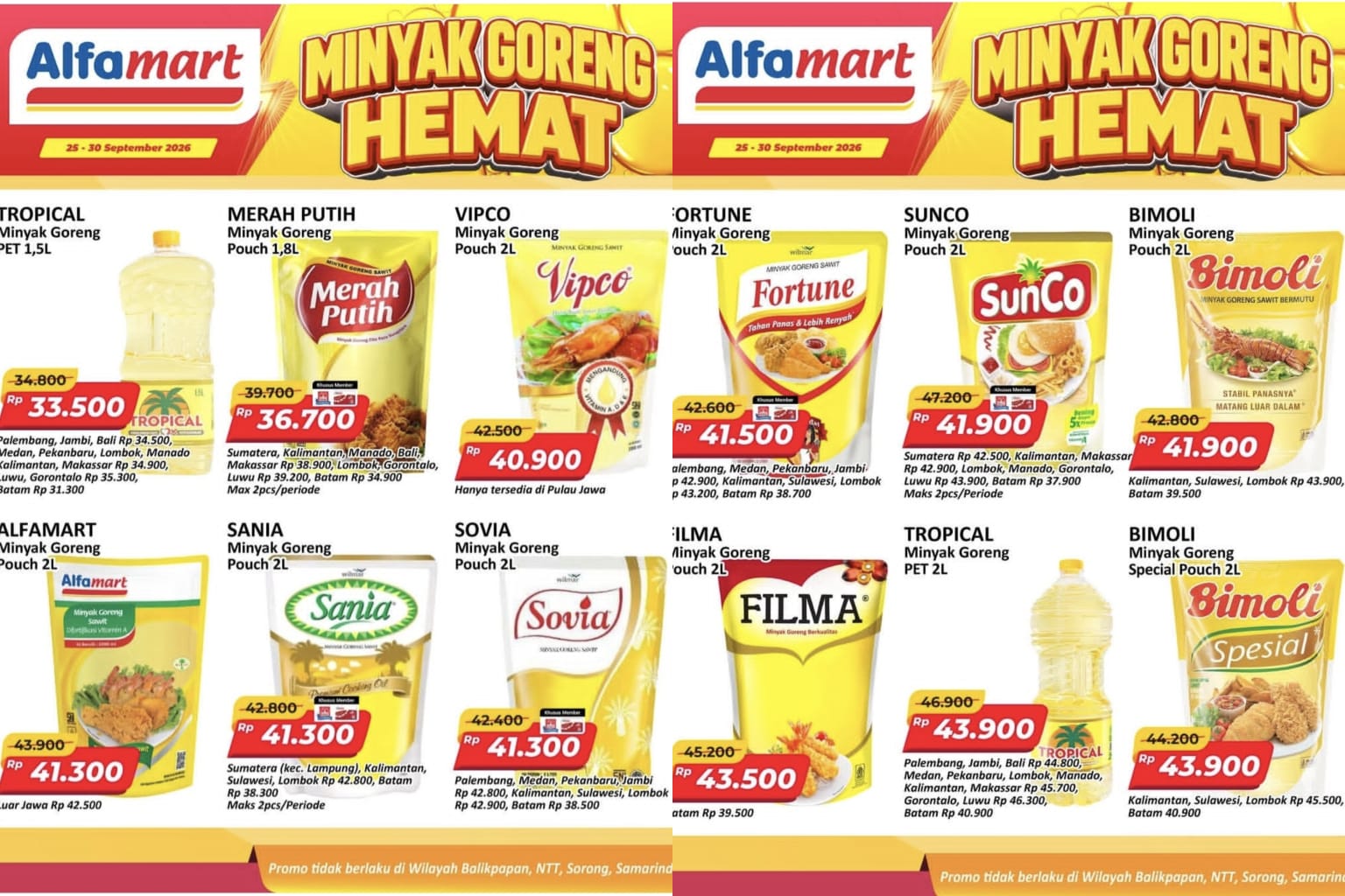 Promo Minyak Goreng Hemat Alfamart 25–30 September 2026: Ukuran 2L Mulai Rp41 Ribuan