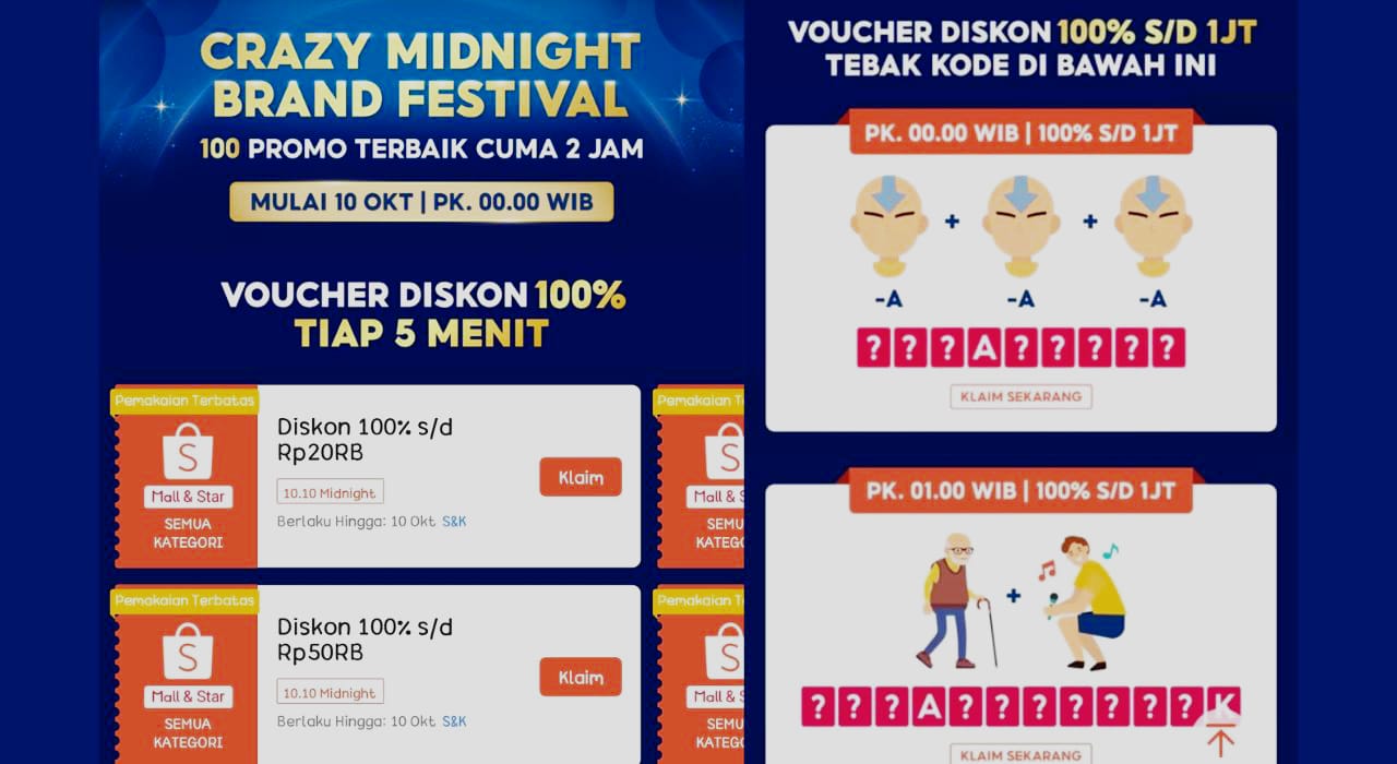 Sikat Kode Voucher Shopee 10.10 Spesial Belanja Hemat, Diskon Gratis Ongkir Hingga Cashback Siap KlaimSekarang