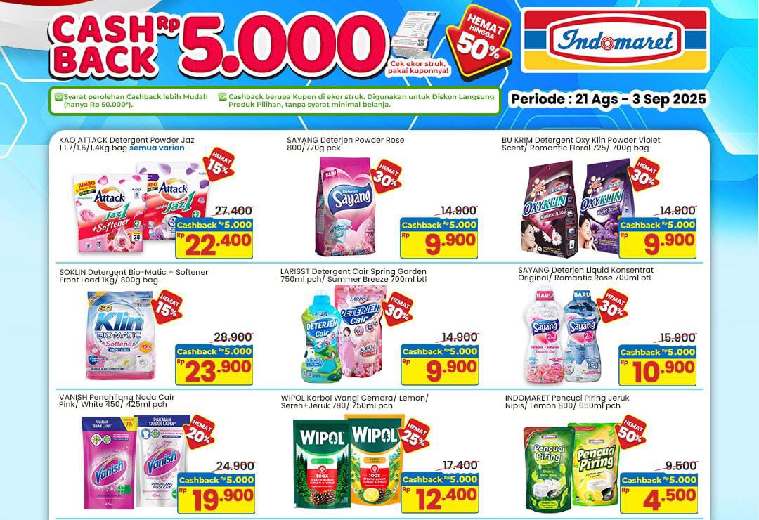 Promo Indomaret Bikin Untung Lewat Cashback, Cek Diskon Potongan Hari Ini