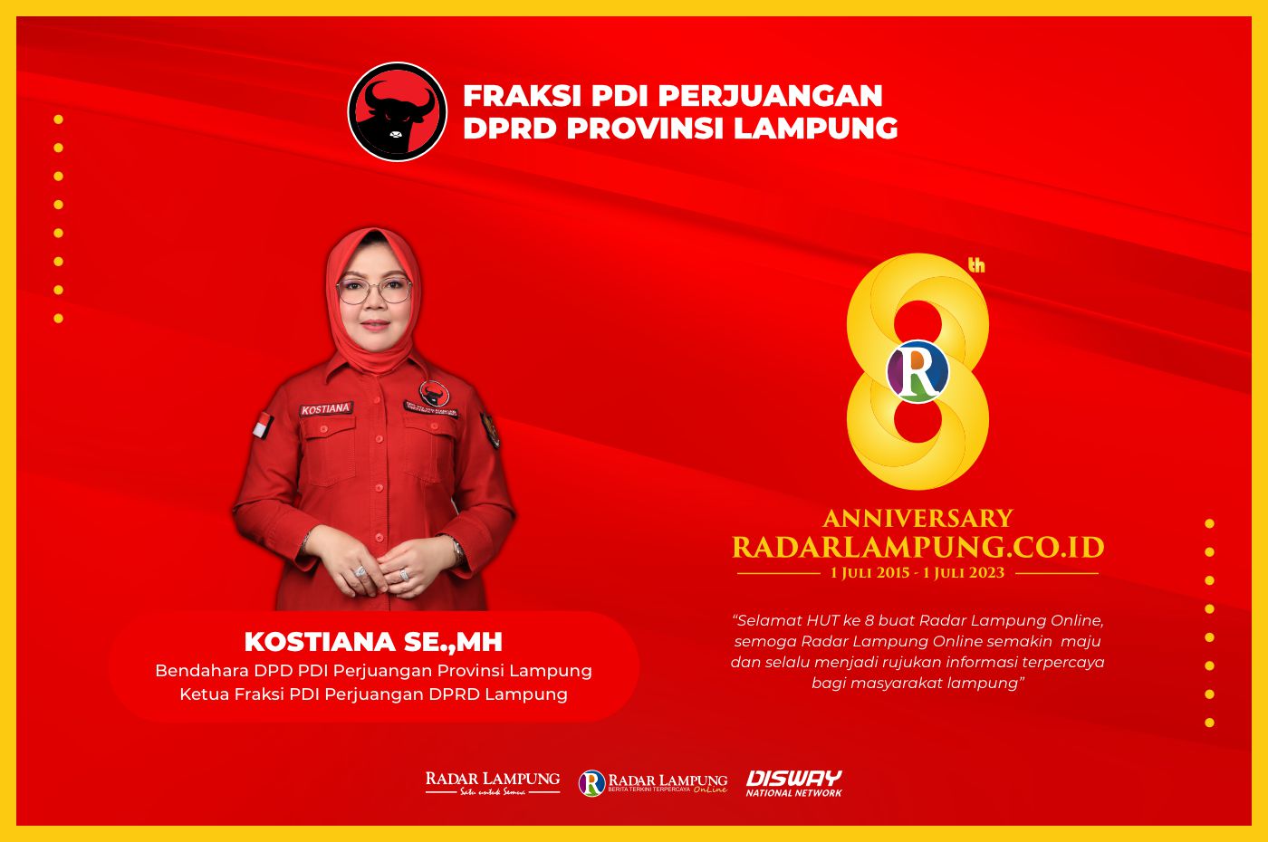 Kostiana: Selamat Hari Jadi ke-8 Radar Lampung Online