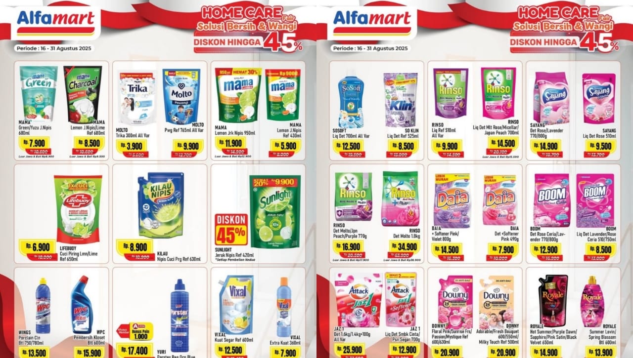 Hari Terakhir Promo Home Care Dalam Rangka Semarak Kemerdekaan di Alfamart, Jangan Sampai Kehabisan!