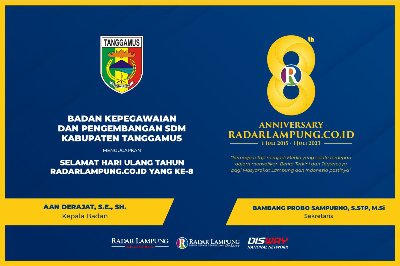 BKPSDM Kabupaten Tanggamus: Selamat Milad Radar Lampung Online ke-8