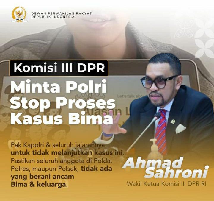Wakil Ketua Komisi III DPR RI Minta Polri Stop Kasus Bima: Pemprov Lampung Harus Terbiasa Menerima Kritik