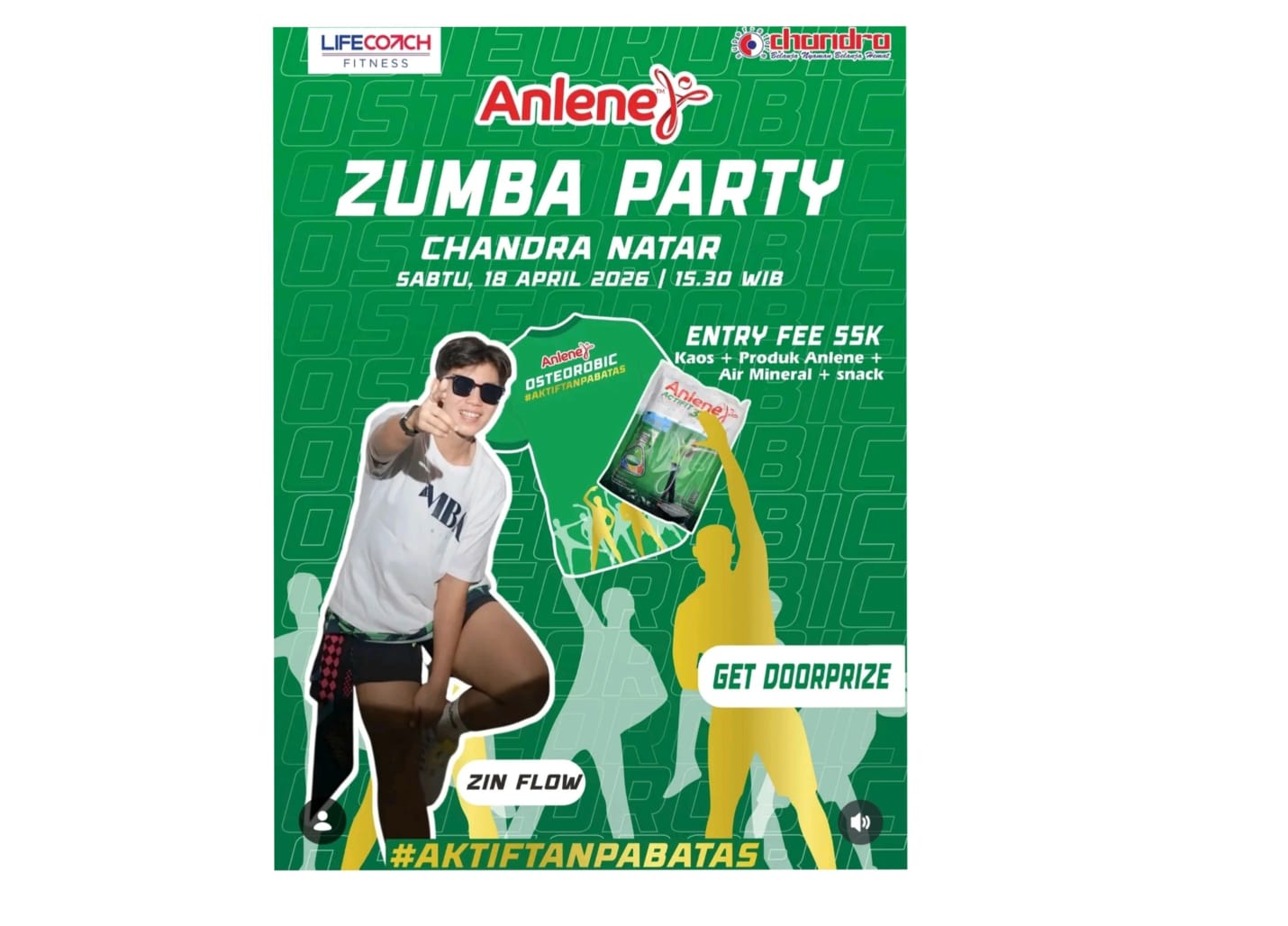 Chandra Natar Ajak Masyarakat Lampung Gabung di Anlene Zumba Party