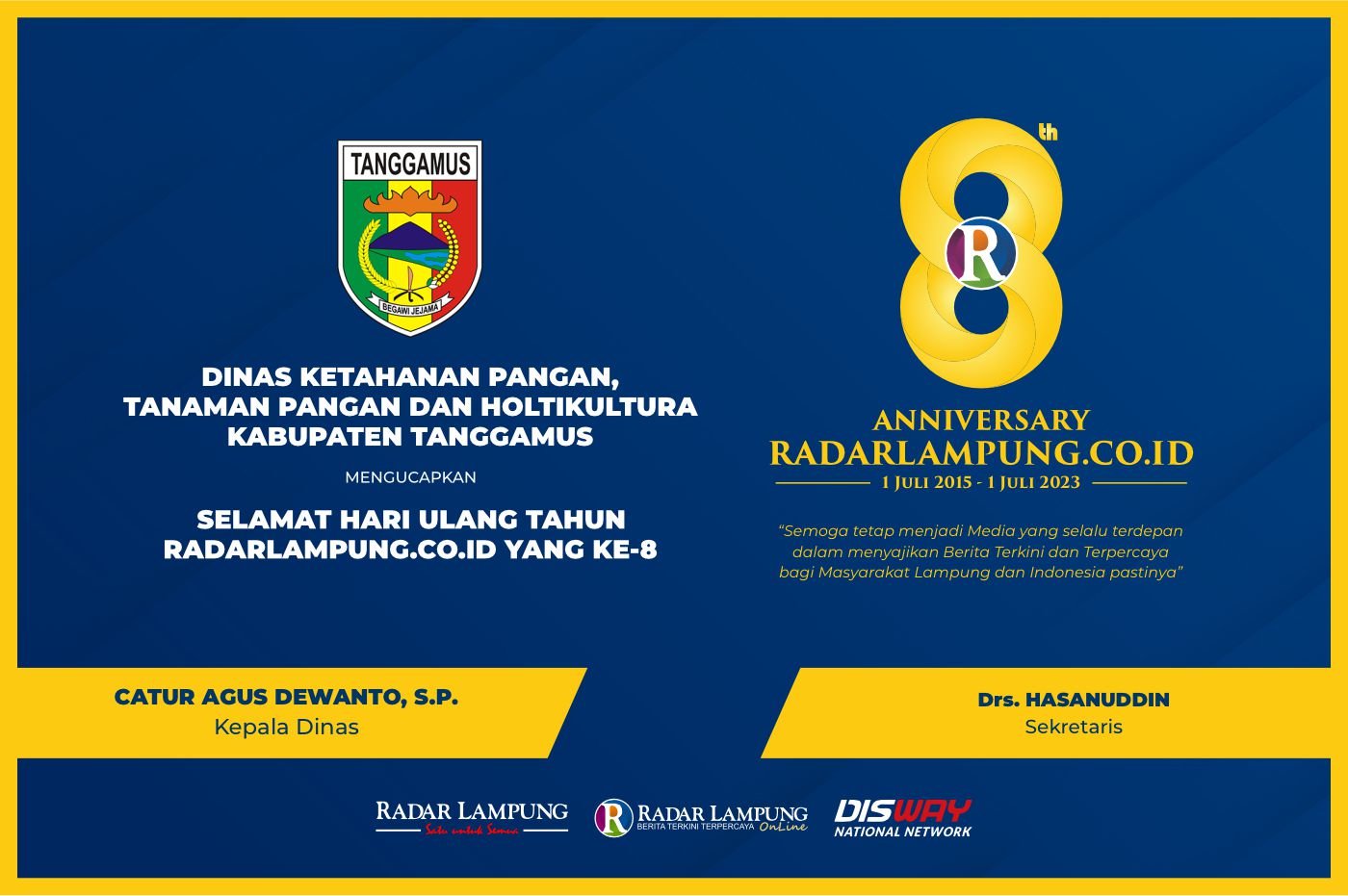 Dinas Ketahanan Pangan, Tanam Pangan dan Hortikultura Tanggamus: Selamat Milad Radar Lampung Online ke-8