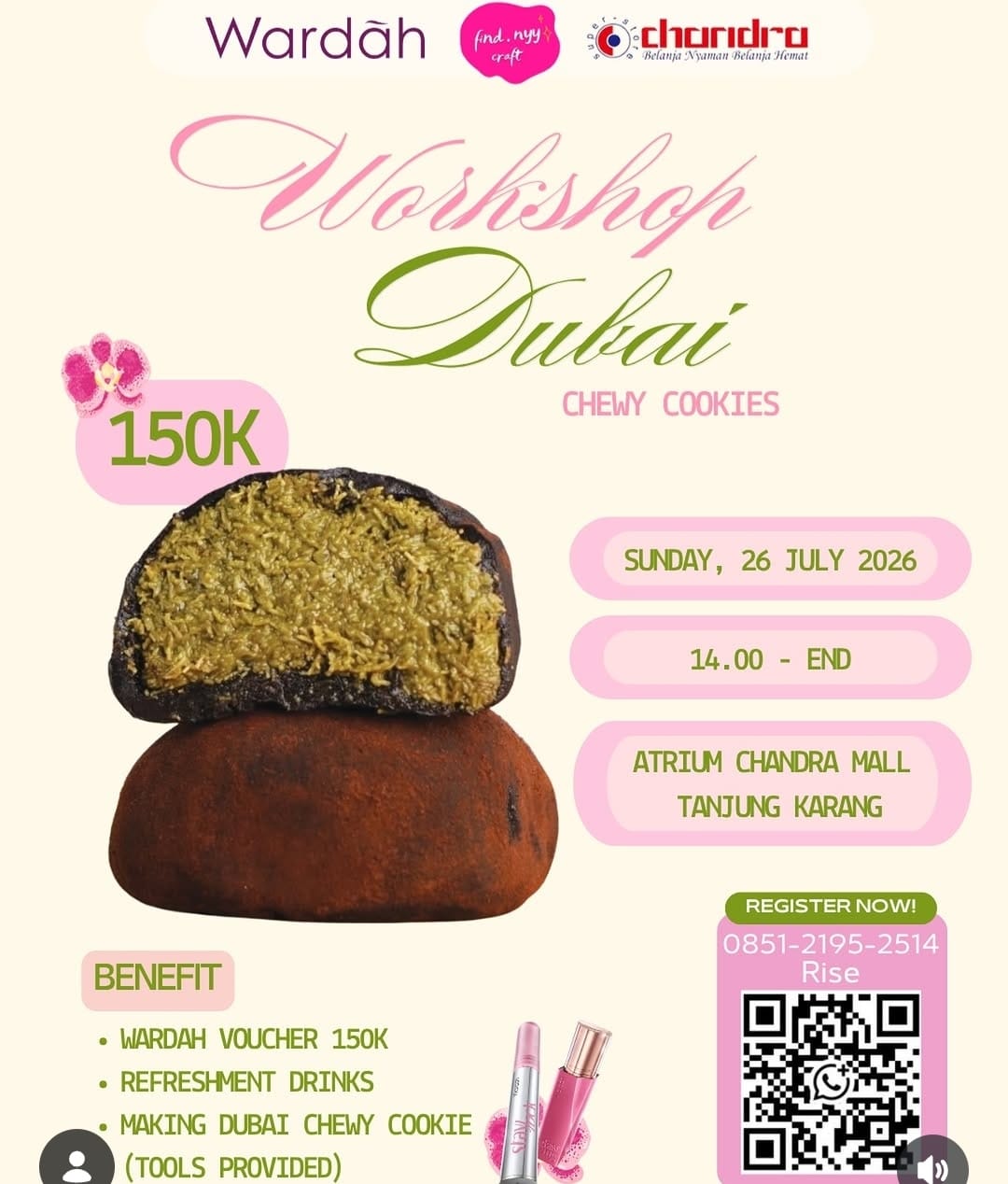 Yuk, Ikuti Workshop Dubai Chewy Cookies Bareng Wardah di Chandra Mall