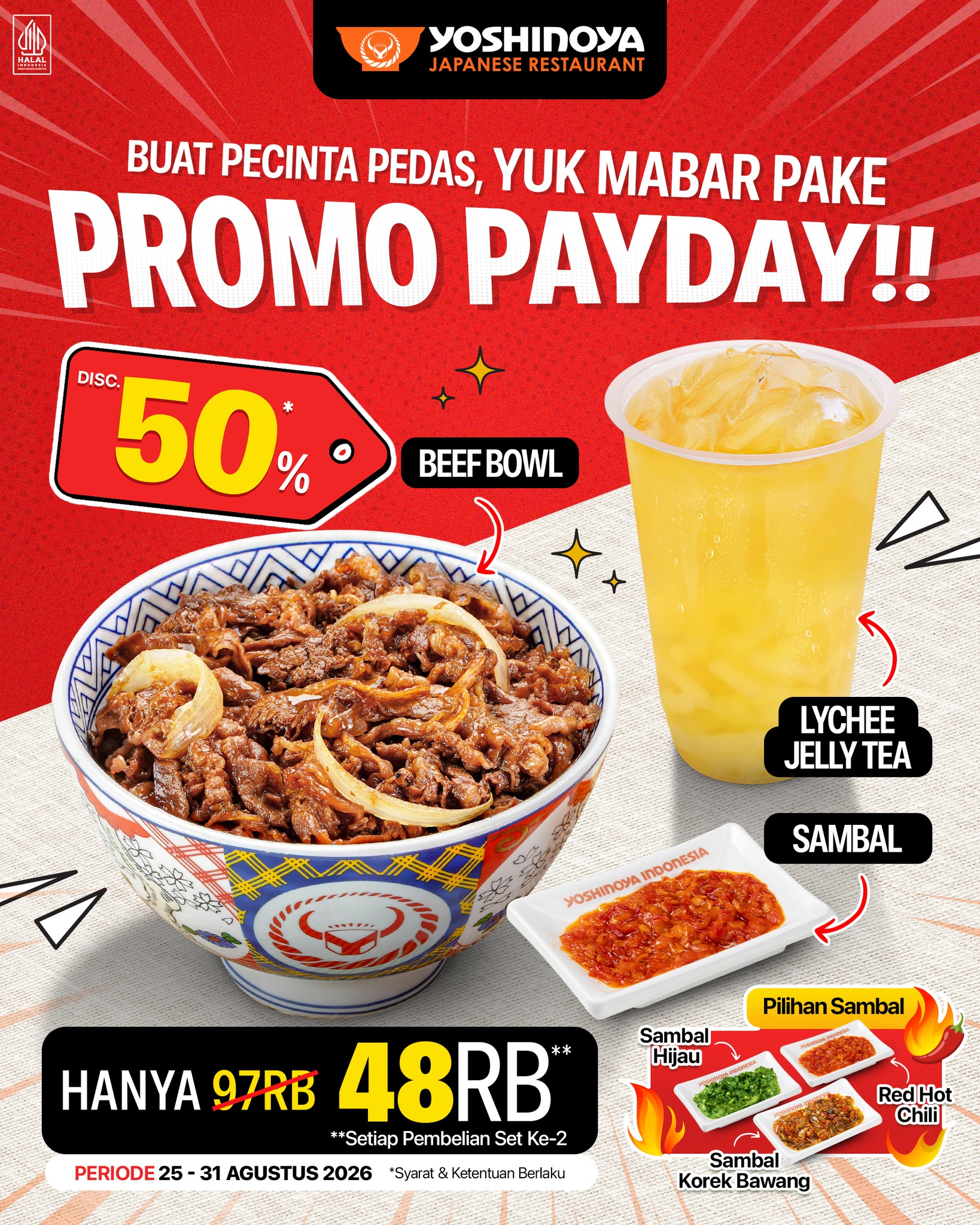 Update Promo Payday Yoshinoya, Tawarkan Diskon 50 Persen Paket Beef Bowl