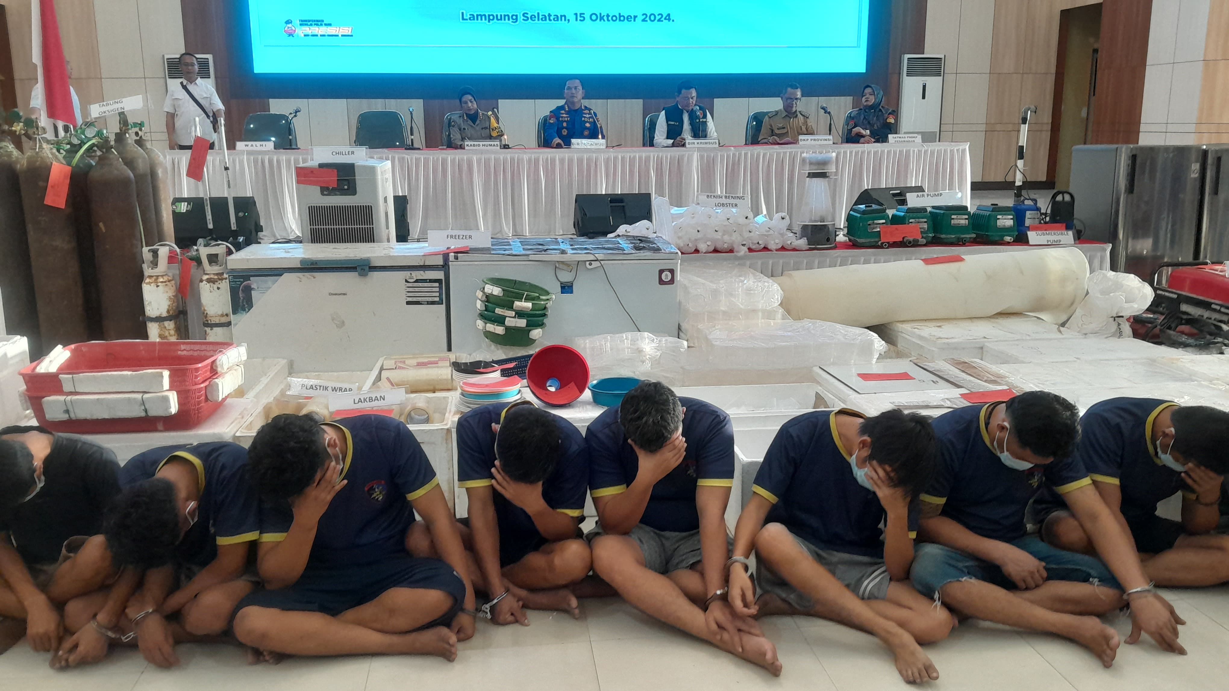 14 Pelaku Diamankan, Ditpolairud Polda Lampung Gagalkan Penyelundupan 149 Ribu Benih Lobster