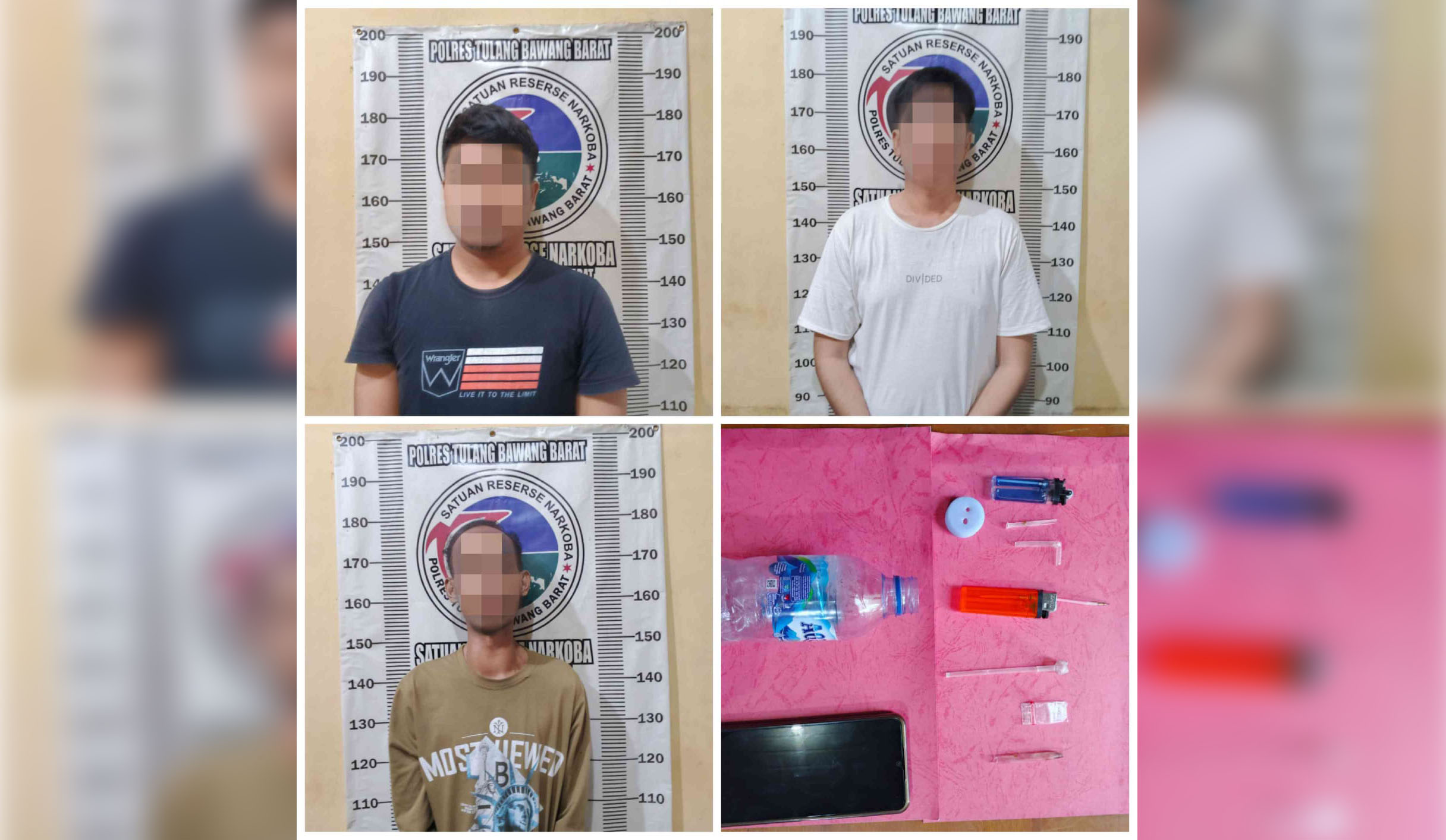 Satresnarkoba Polres Tubaba Amankan Tiga Pria Diduga Penyalahguna Narkoba