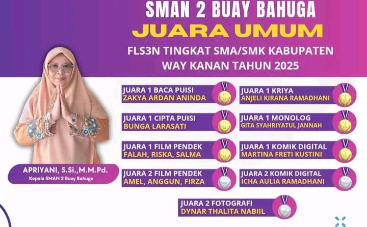 Borong Juara FLS3N Kabupaten, SMA Negeri 2 Buay Bahuga Jadi Wakil Ke Tingkat Provinsi