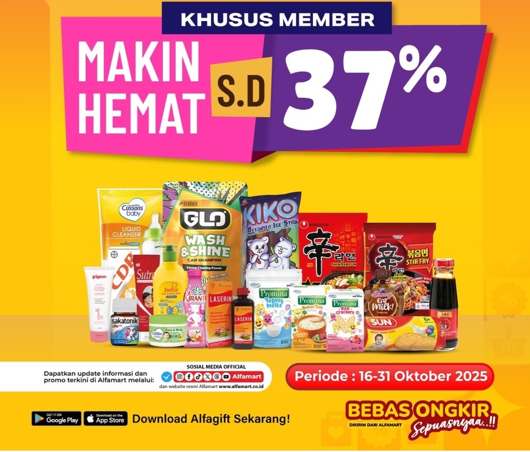 Berlangsung Sampai Akhir Bulan Oktober 2025, Khusus Member Alfagift Alfamart, Dapat Promo Hemat 37 Persen