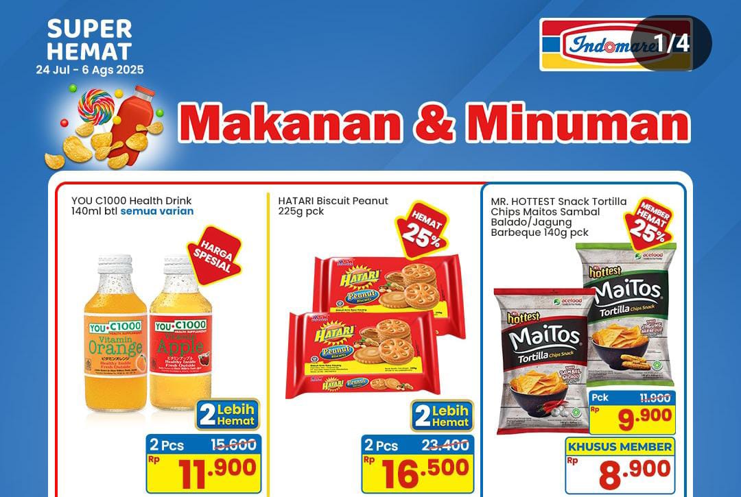 Promo Hemat Indomaret Edisi Jumat 25 Juli 2025, Dapatkan Diskon Cemilan Hingga Minuman Manis