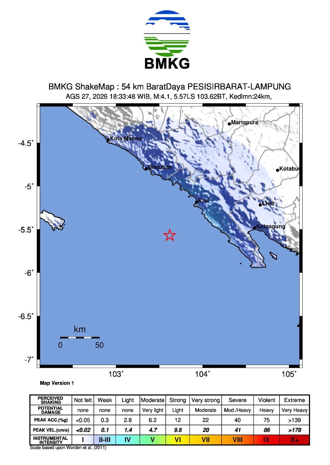 Soal Gempa Bumi Tektonik M 4,1 Guncang Pesisir Barat Lampung, Ada Getaran Mirip Truk Berlalu