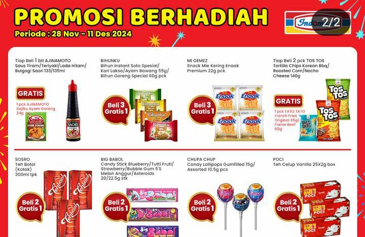 Dapatkan Bonus Cemilan Beli 2 Gratis I Lewat Promo Indomaret Hari Ini