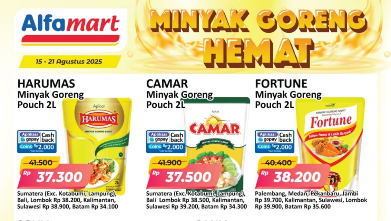 Promo Minyak Goreng Murah Sampai 21 Agustus 2025 di Alfamart, Cek Katalog Lengkapnya