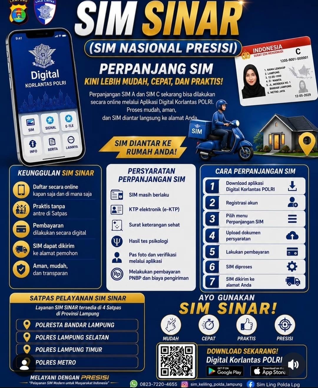 Simak! Dua Jalur Perpanjang SIM A dan C dari Ditlantas Polda Lampung