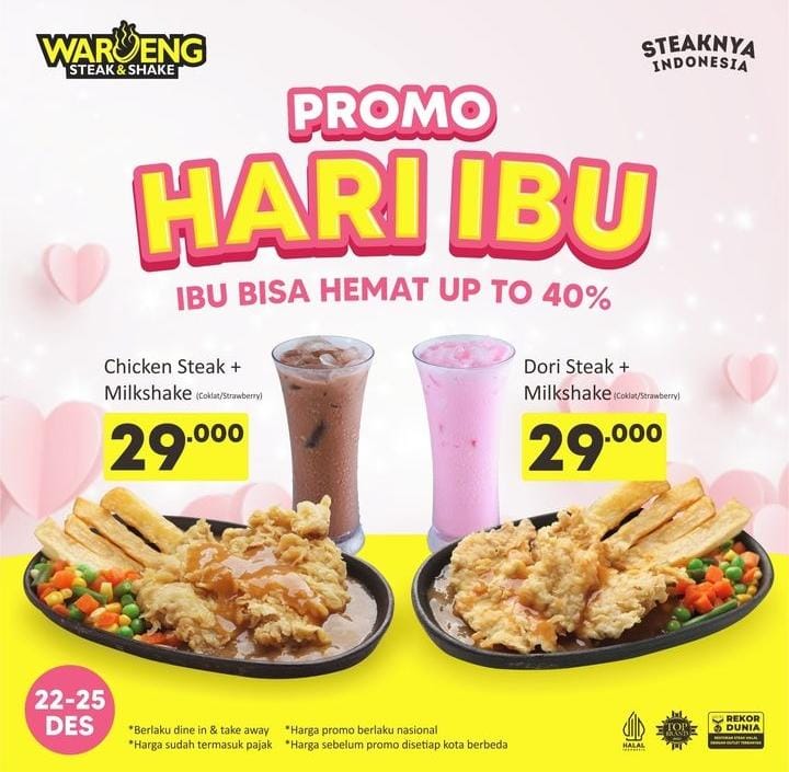 Waroeng Steak dan Shake Spesial Promo Hari Ibu, Hemat Up To 40 Persen