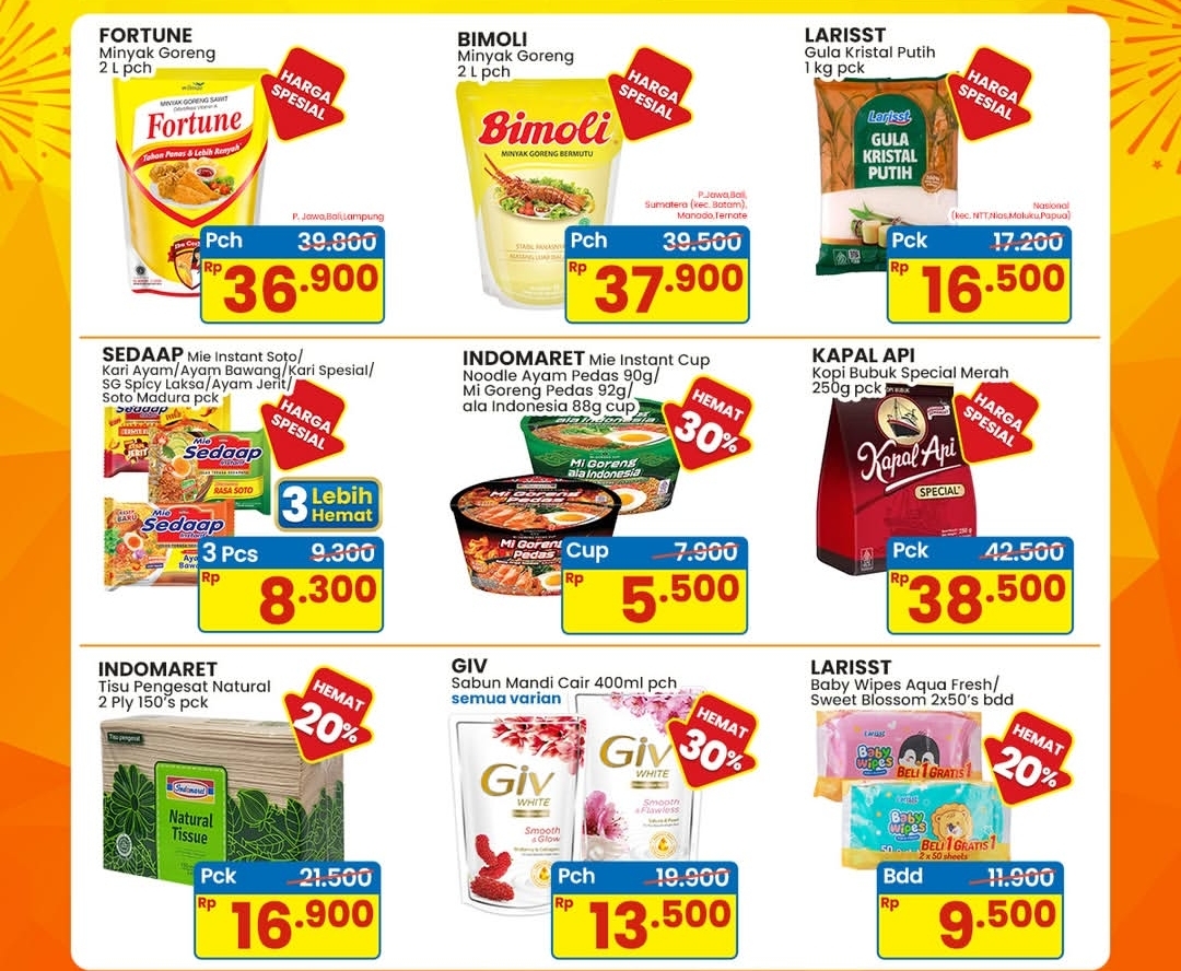 Sampai Besok, Promo 4 Hari Indomaret: Minyak goreng Fortune 2 Liter sampai Larisst Baby Wipes